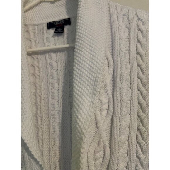 CHAPS Women Chunky Cotton Cable Knit Shawl Collar Cardigan Size XL 100% COTTON B - Picture 3 of 8